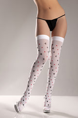 Nylon Playing Card Pattern Thigh High