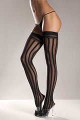 Nylon Striped Thigh Highs