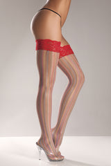 Rainbow Lycra Thigh Highs With Lace Top