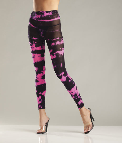 Neon Pink Tie Dye Footless Tights