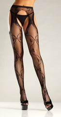 Bow Lace Suspender Pantyhose