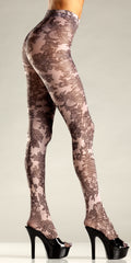 Opaque Floral Print Tights