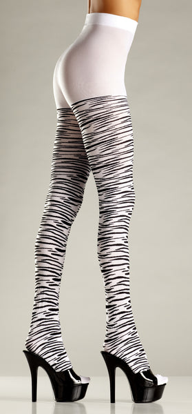 Opaque Zebra-Print Pantyhose