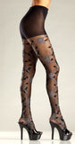 Opaque Floral Woven Pantyhose