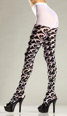 Opaque Tribal-print Pantyhose