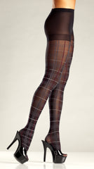 Plaid Pantyhose with Red Accent