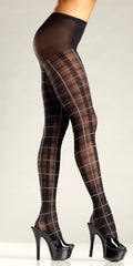Plaid Pantyhose with White Accent
