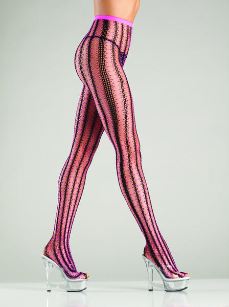 Contrast color vertical stripe net tights