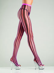 Contrast color vertical stripe net tights