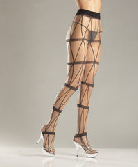 Spandex Sheer Pantyhose With Faux Chains