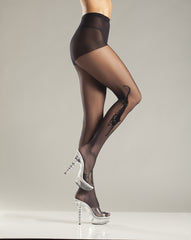 Tiger Tattoo Sheer Pantyhose With Rhinestone Eyes